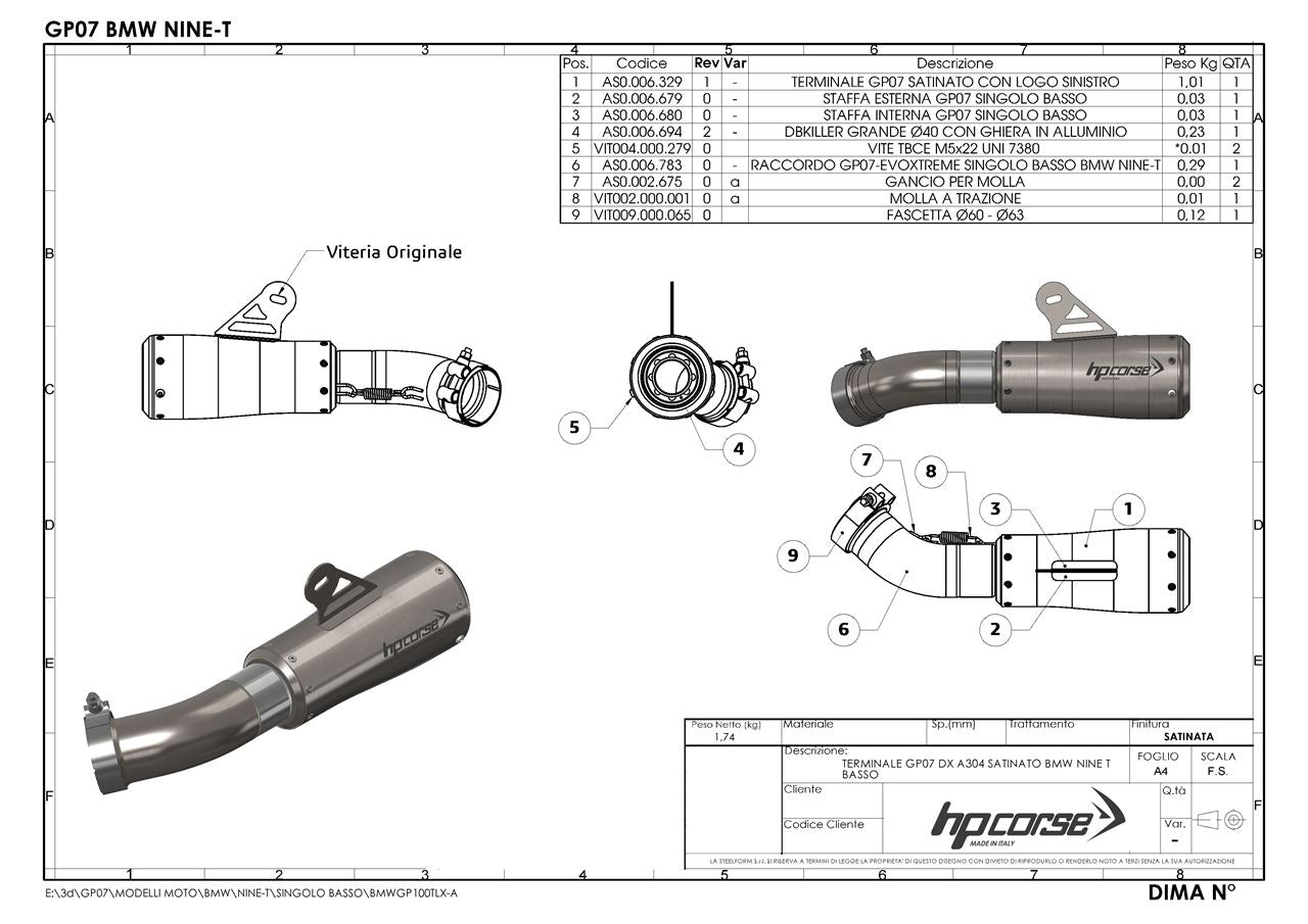 HPCorse - GP-07 Exhaust for BMW R Nine T 2014-2016