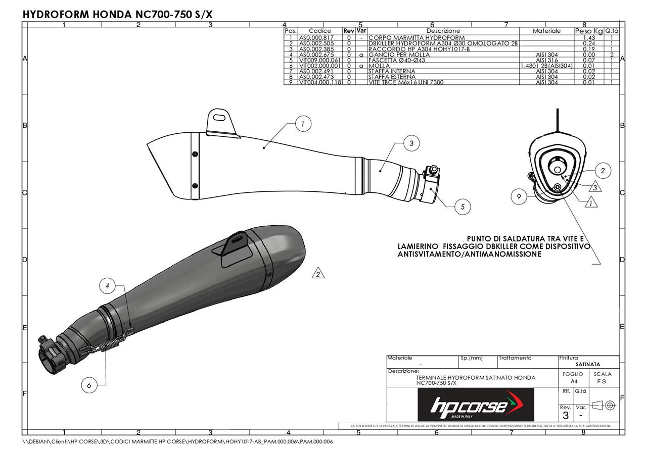 HPCorse - Hydroform Exhaust for Honda NC 700-750 '12-'14