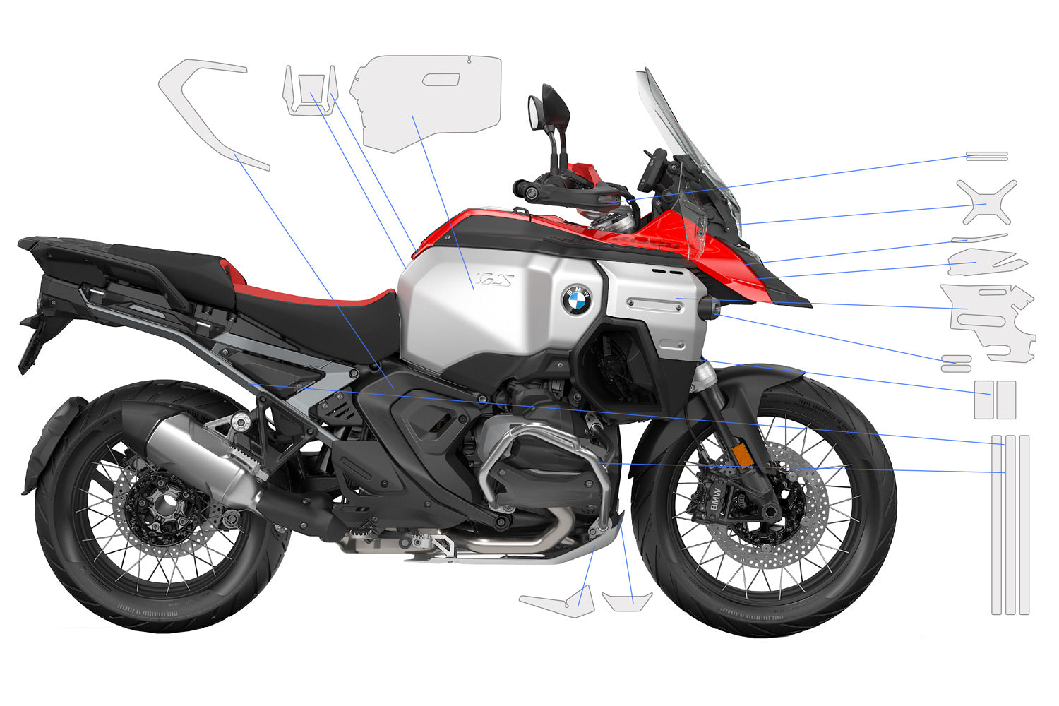 PremiumShield - Complete Paint Protection Set for R 1300 GS Adventure Racing Red + Option 719