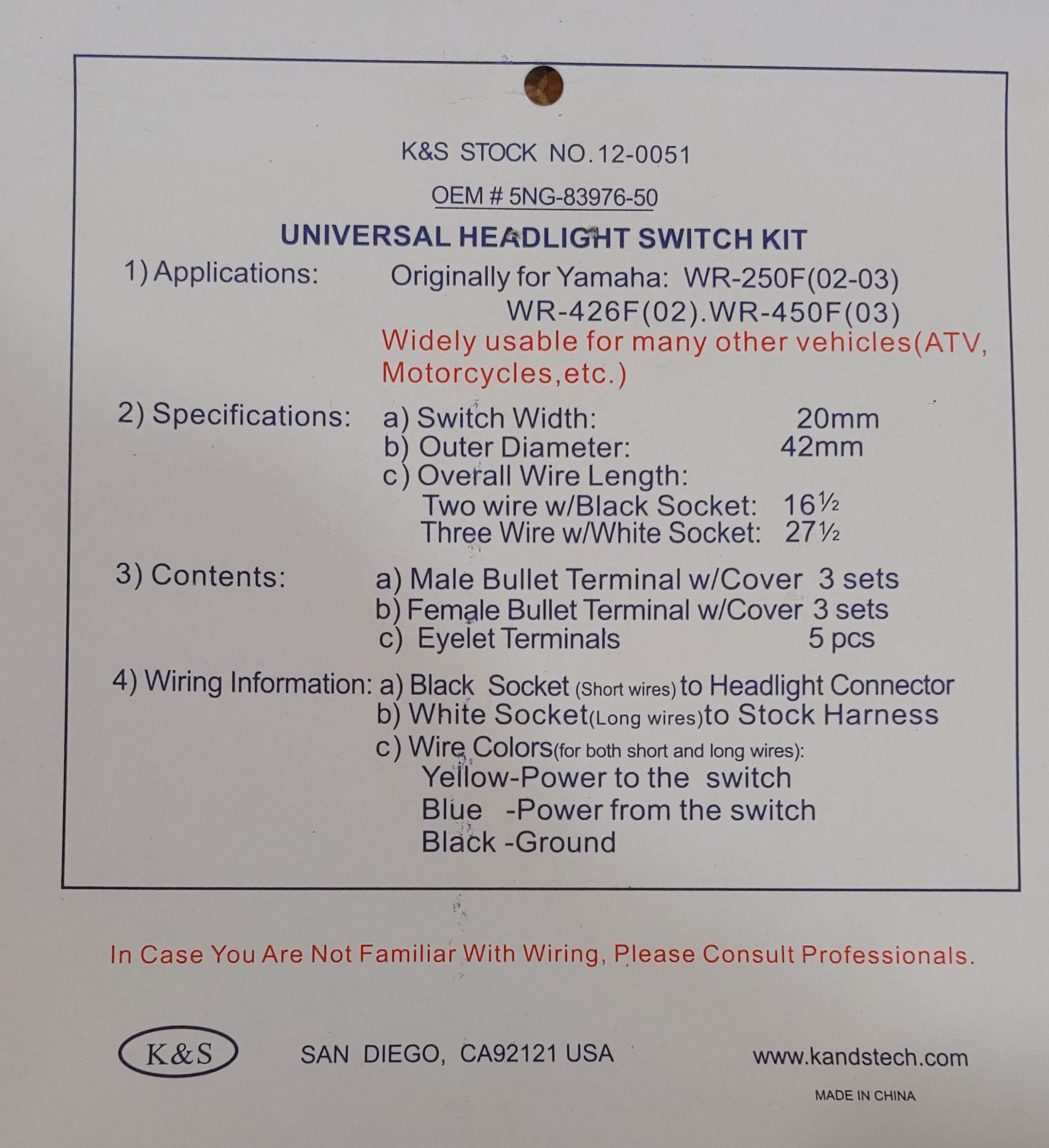 K&S Technologies - Universal Headlight Switch Kit