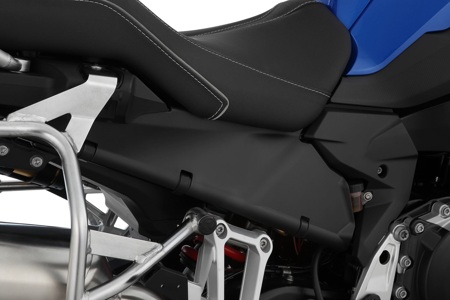 The two halves of the cover perfectly enclose the two side openings on the rear of the frame