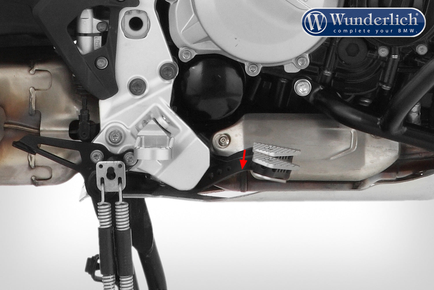 Easy to mount kit for lowering the foot brake lever by approx. 12 mm. Ideal adjustment e.g. when using our Vario EVO1 footrest.