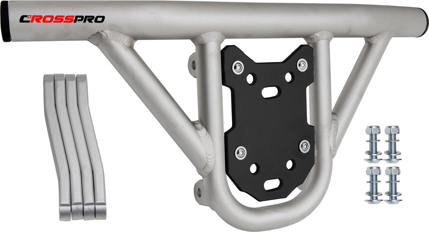 Crosspro - Front Bumper Hat For Yamaha YFM 350 Raptor-Ice Polish Tube / Black Plate