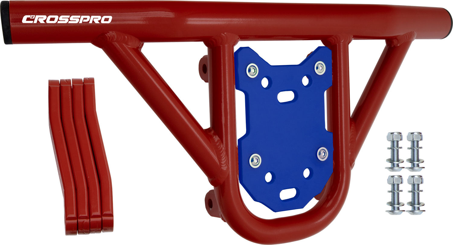 Crosspro - Front Bumper Hat For Yamaha YFZ 450R-Red Tube / Blue Plate