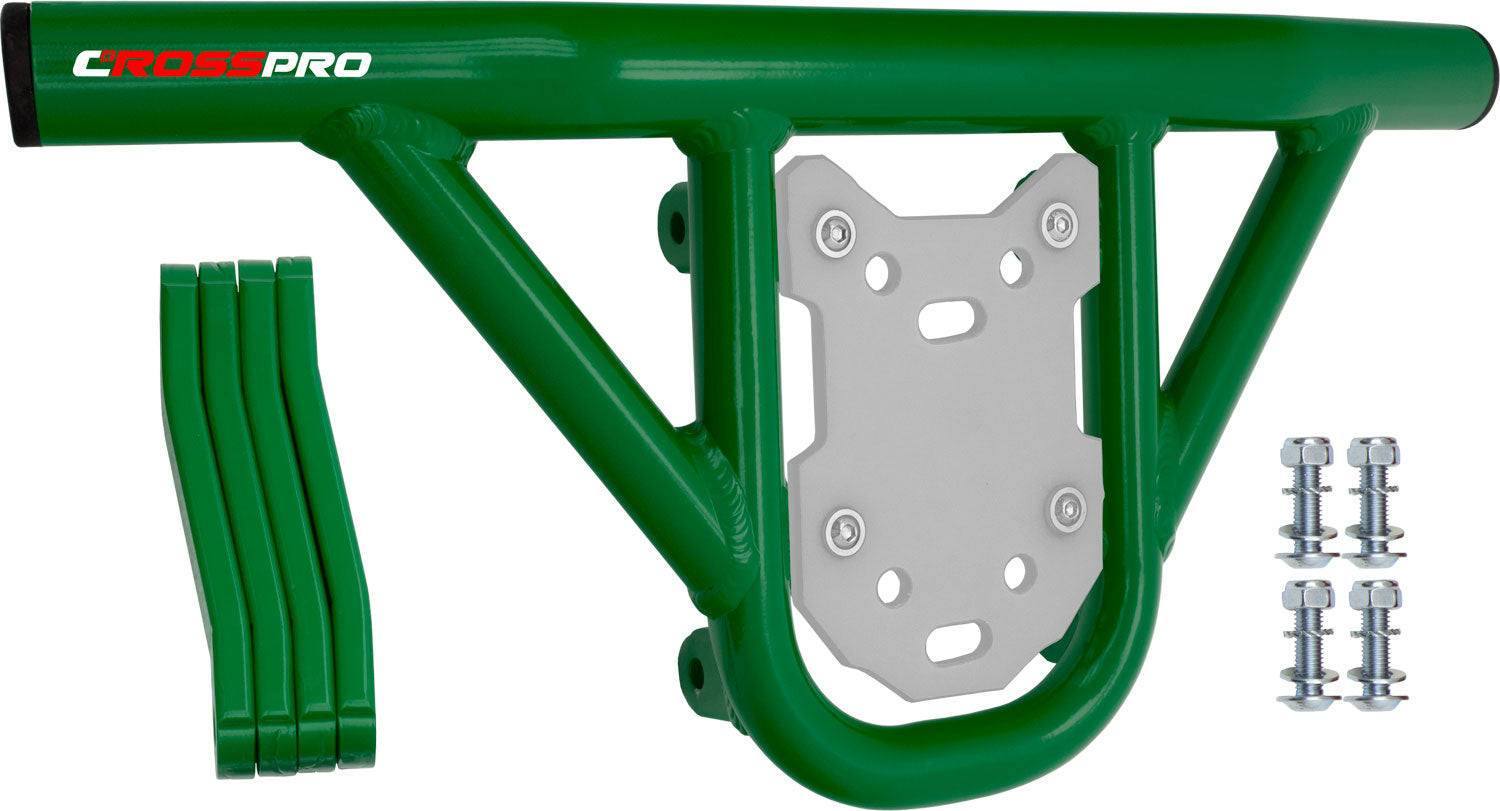 Crosspro - Front Bumper Hat For Yamaha YFZ 350 Banshee-Green Tube / White Plate