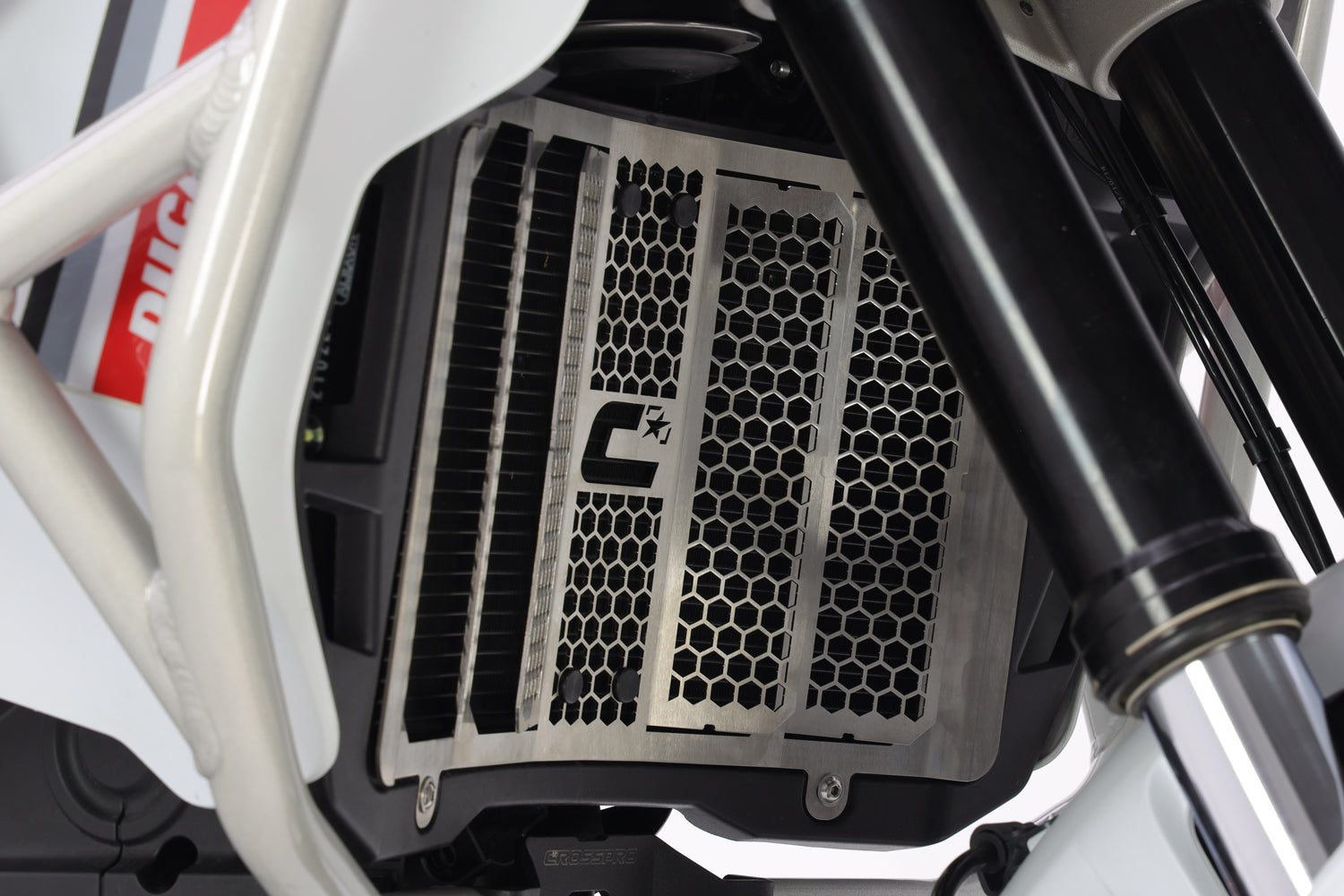 Crosspro - Front Radiator Guard for Ducati DesertX 2022-2024 Brushed Stainless Steel 2CP227085A0014 5608345741036