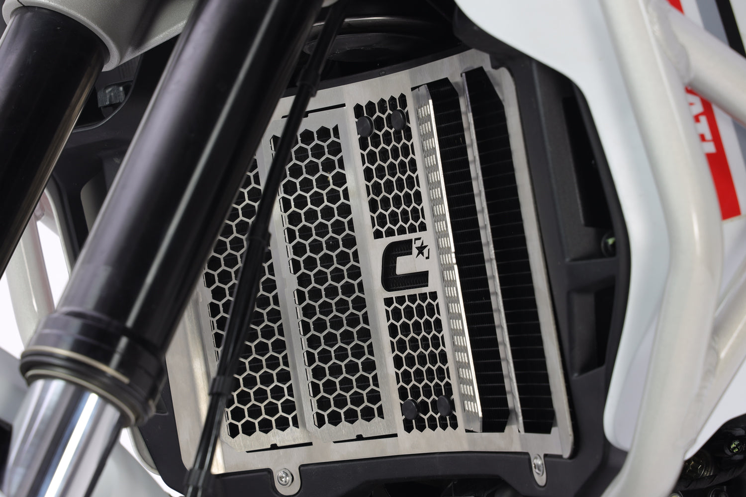Crosspro - Front Radiator Guard for Ducati DesertX 2022-2024 Brushed Stainless Steel 2CP227085A0014 5608345741036