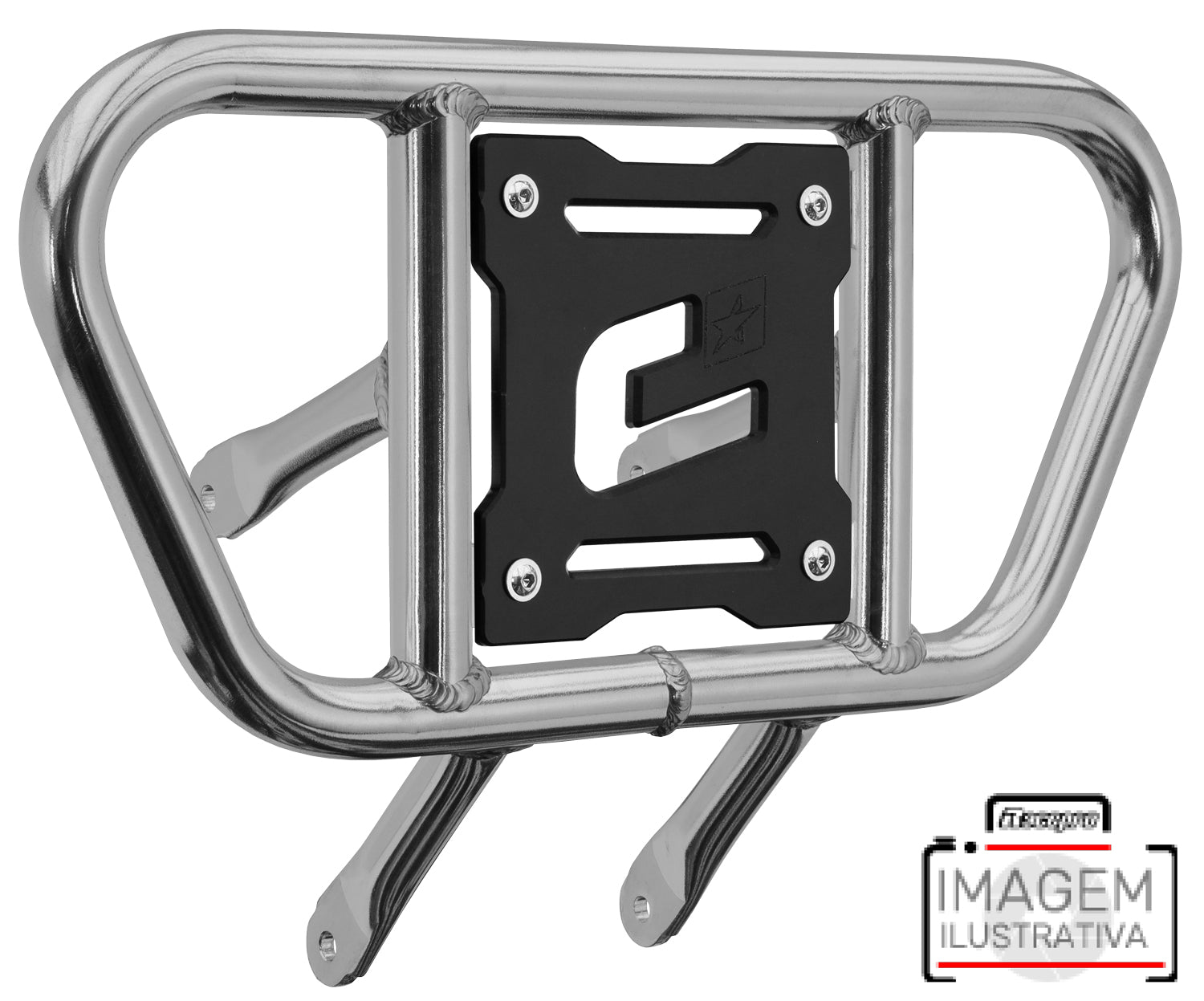 Crosspro - Front Bumper CR01 For Yamaha YFM 700 Raptor-Polish Tubo / Black Plate