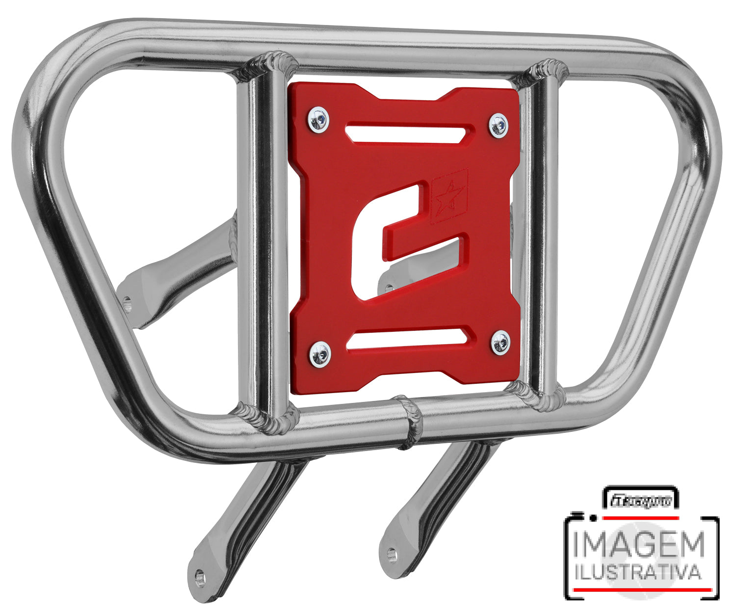 Crosspro - Front Bumper CR01 For Yamaha YFM 660 Raptor-Polish Tubo / Red Plate