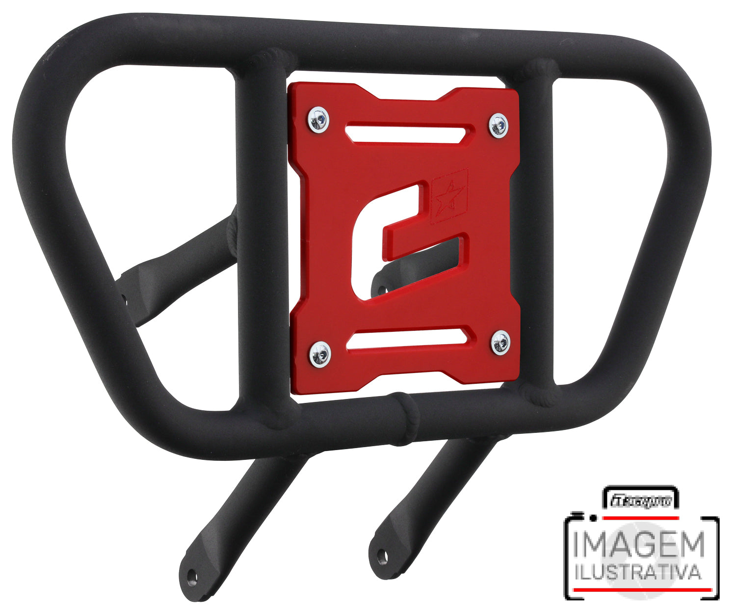 Crosspro - Front Bumper CR01 For Yamaha YFM 660 Raptor-Textured Black Tube / Red Plate