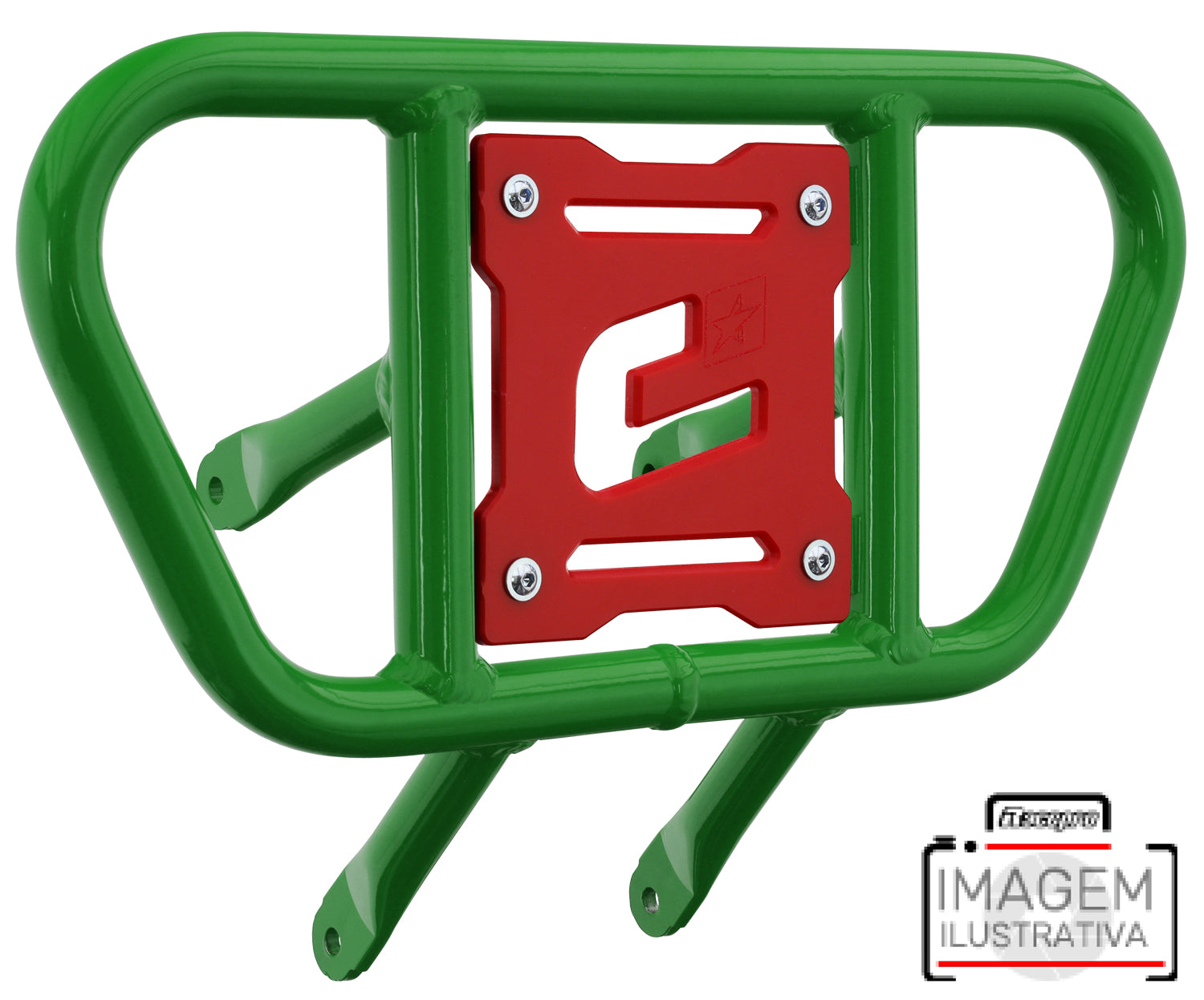 Crosspro - Front Bumper CR01 For Kawasaki KFX 450R-Green Tube / Red Plate