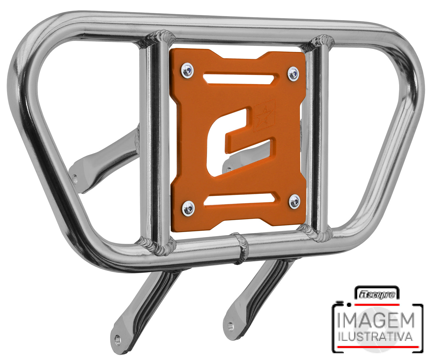 Crosspro - Front Bumper CR01 For Kawasaki KFX 450R-Polish Tubo / Orange Plate
