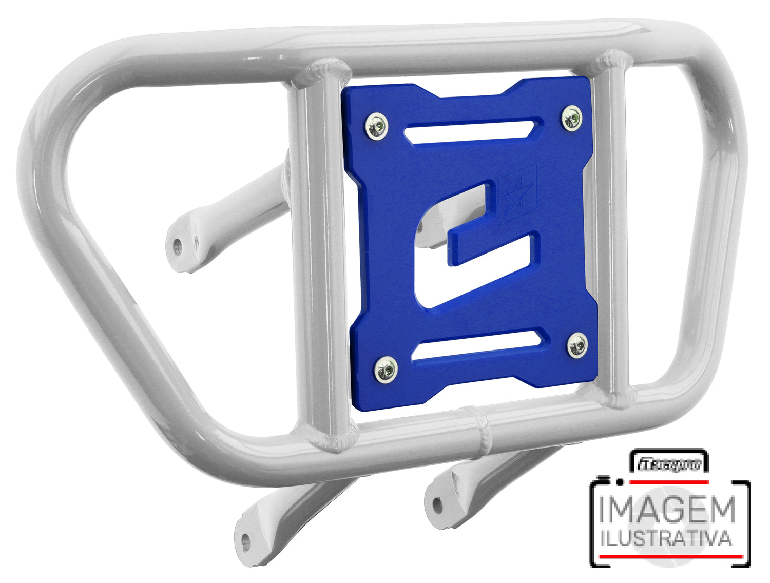 Crosspro - Front Bumper CR02 For Arctic Cat 400 DVX, Honda TRX 400, TRX 450, Honda TRX 400, Kawasaki KFX 400, Suzuki LT-Z 400-White Tube / Blue Plate