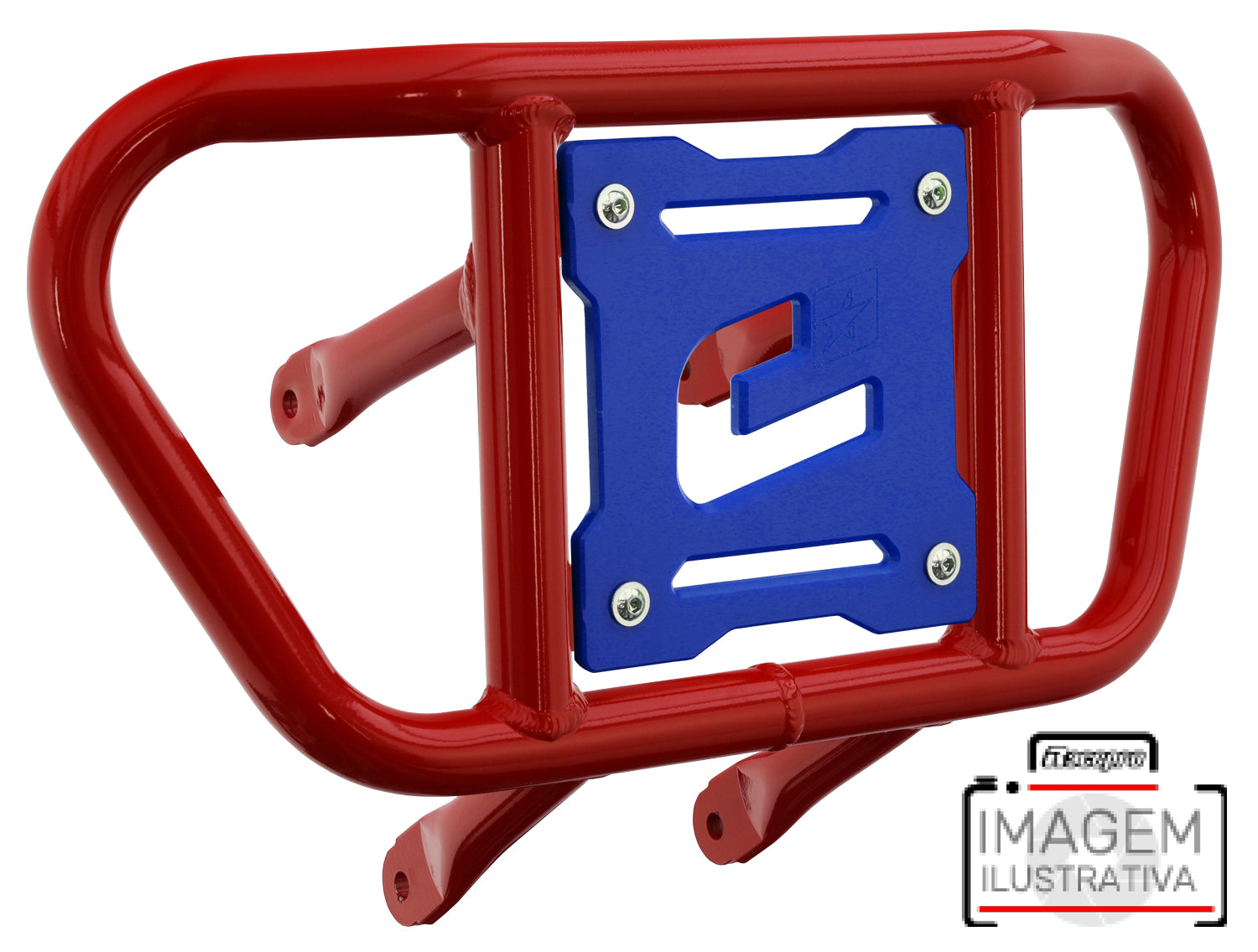 Crosspro - Front Bumper CR02 For Arctic Cat 400 DVX, Honda TRX 400, TRX 450, Honda TRX 400, Kawasaki KFX 400, Suzuki LT-Z 400-Red Tube / Blue Plate