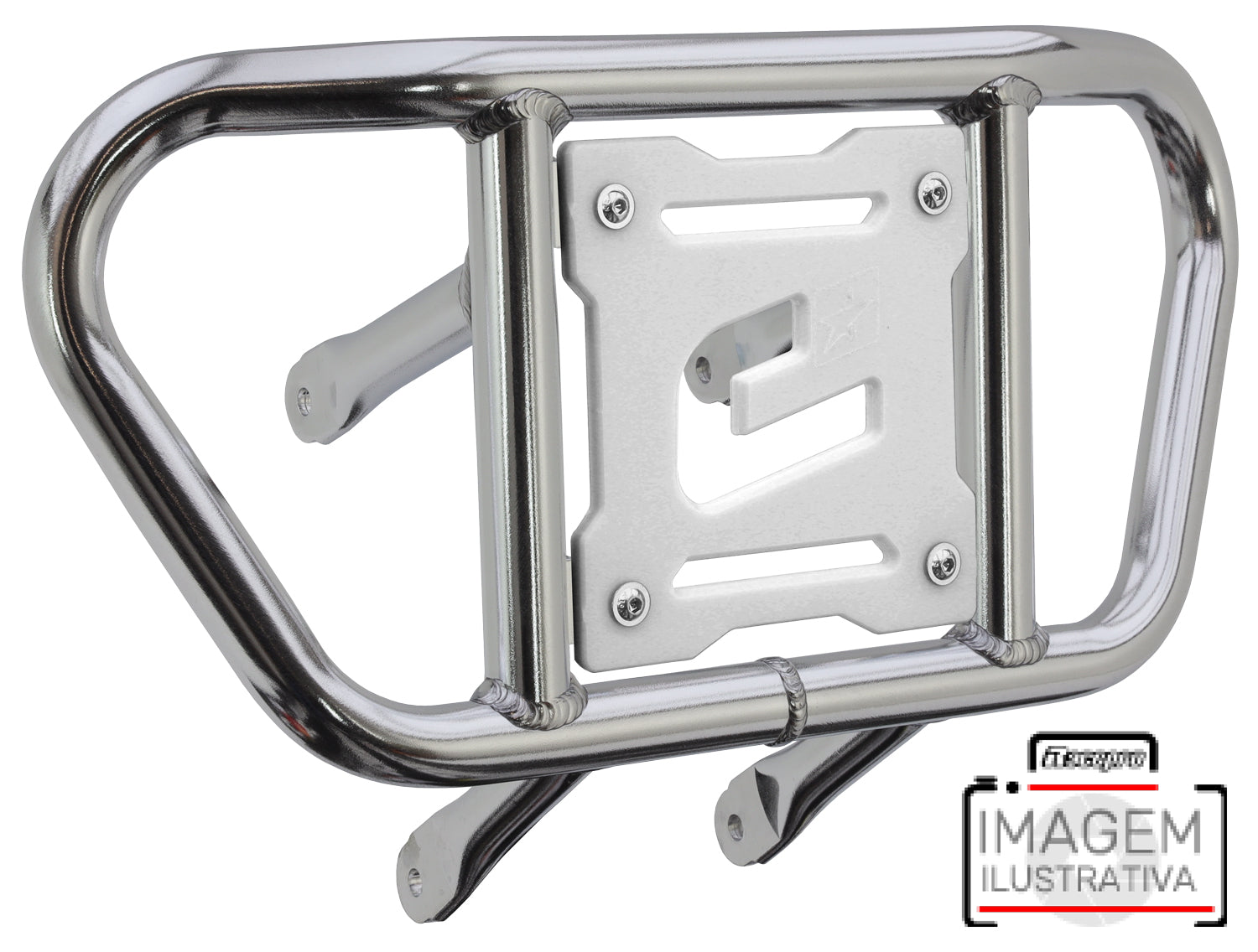 Crosspro - Front Bumper CR02 For Kawasaki KFX 450R-Polish Tubo / White Plate