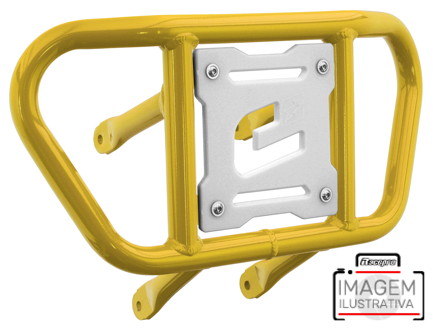 Crosspro - Front Bumper CR02 For Arctic Cat 400 DVX, Honda TRX 400, TRX 450, Honda TRX 400, Kawasaki KFX 400, Suzuki LT-Z 400-Yellow Tube / White Plate