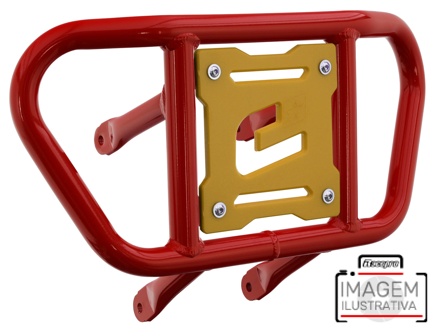 Crosspro - Front Bumper CR02 For Kawasaki KFX 450R-Red Tube / Yellow Plate