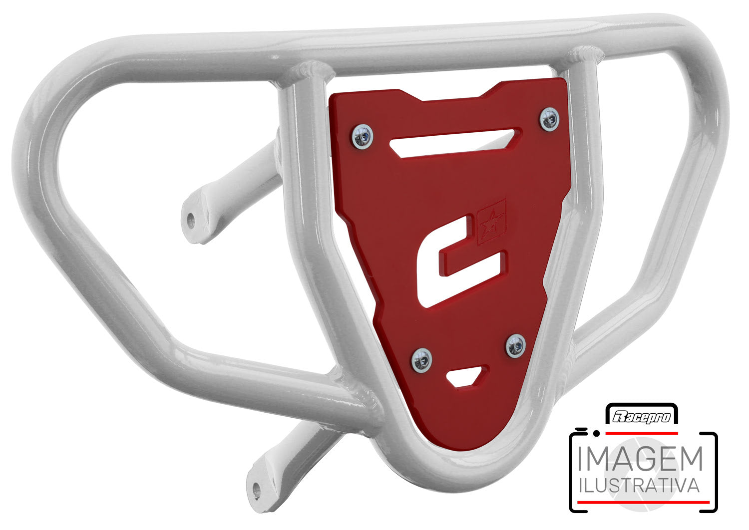 Crosspro - Front Bumper CR03 For Kawasaki KFX 450R-White Tube / Red Plate