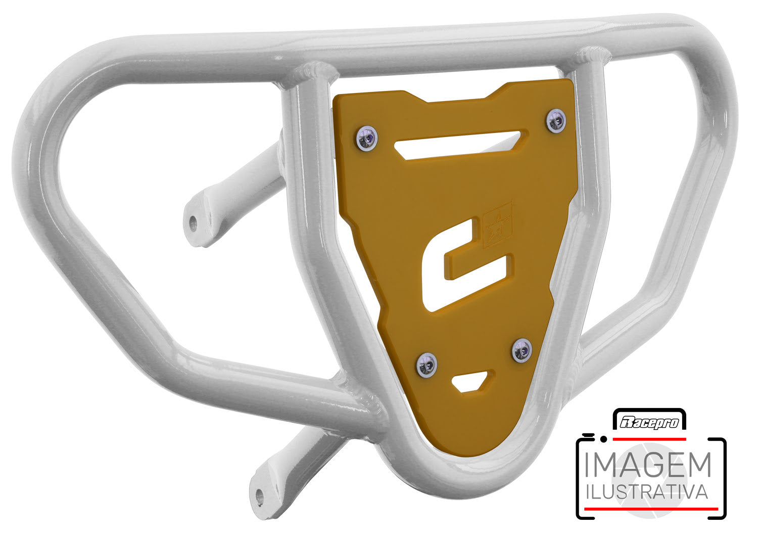 Crosspro - Front Bumper CR03 For Kawasaki KFX 450R-White Tube / Yellow Plate