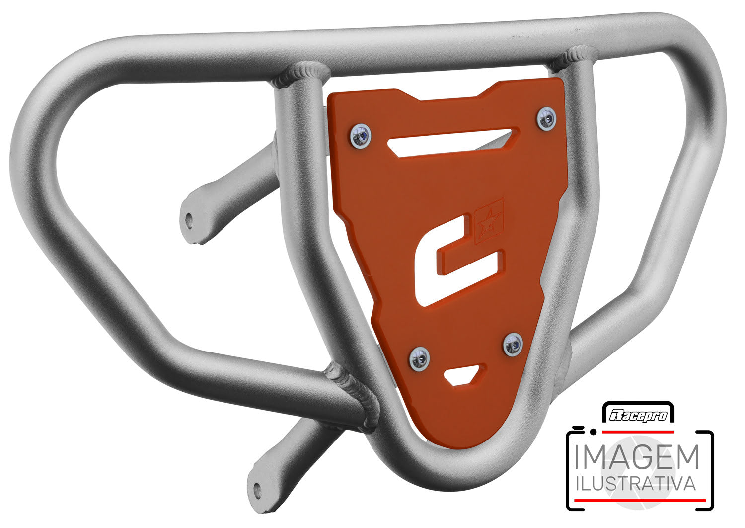Crosspro - Front Bumper CR03 For Yamaha YFM 700 Raptor-Ice Polish Tube / Orange Plate