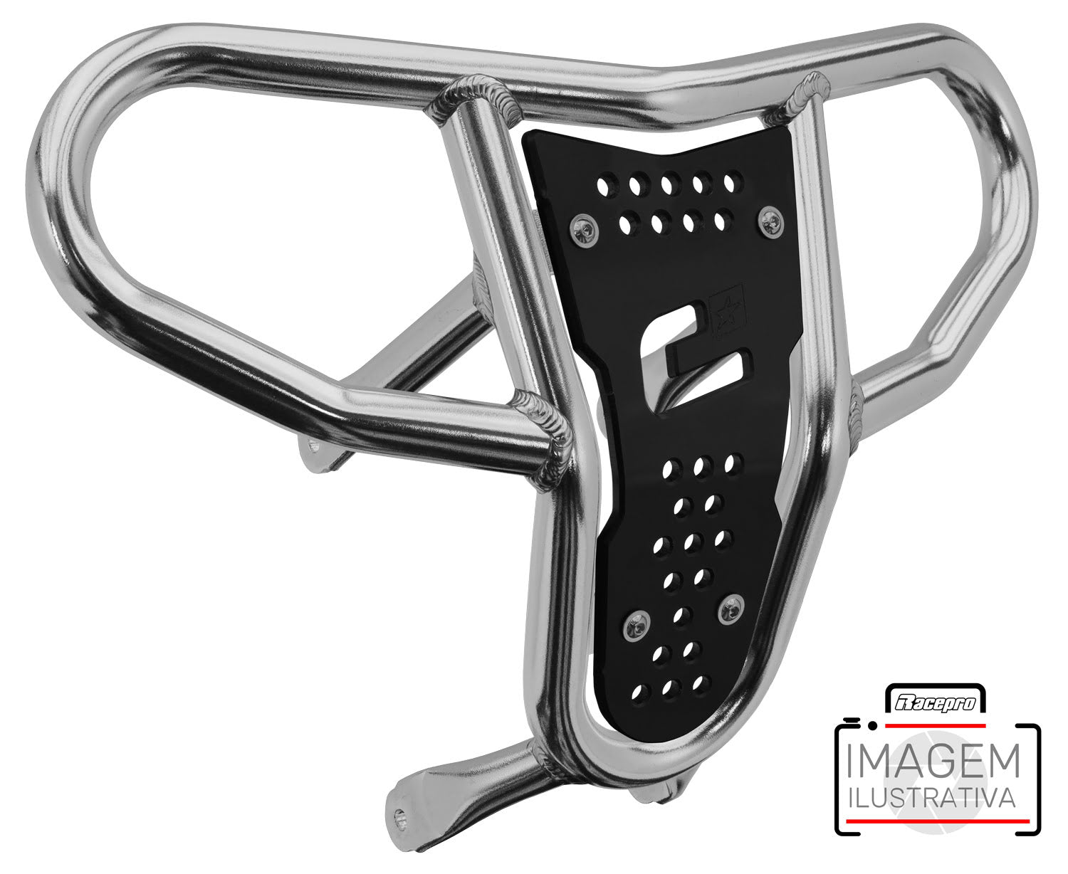 Crosspro - Front Bumper CR04 For Yamaha YFM 660 Raptor-Polish Tubo / Black Plate