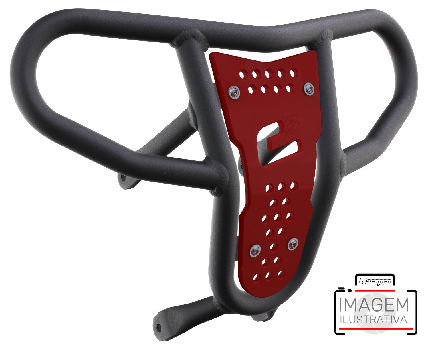 Crosspro - Front Bumper CR04 For Kawasaki KFX 450R-Textured Black Tube / Red Plate