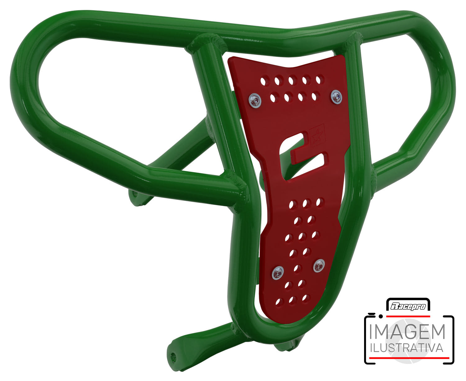 Crosspro - Front Bumper CR04 For Kawasaki KFX 450R-Green Tube / Red Plate