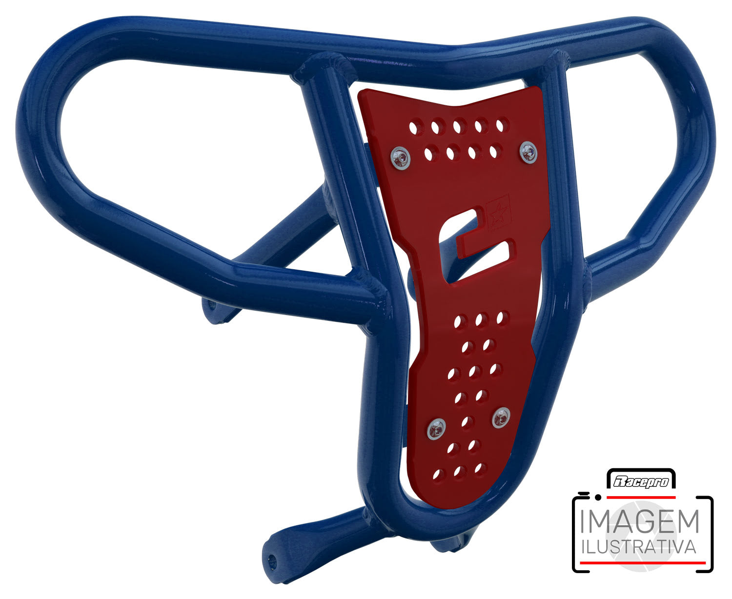 Crosspro - Front Bumper CR04 For Yamaha YFM 660 Raptor-Blue Tube / Red Plate