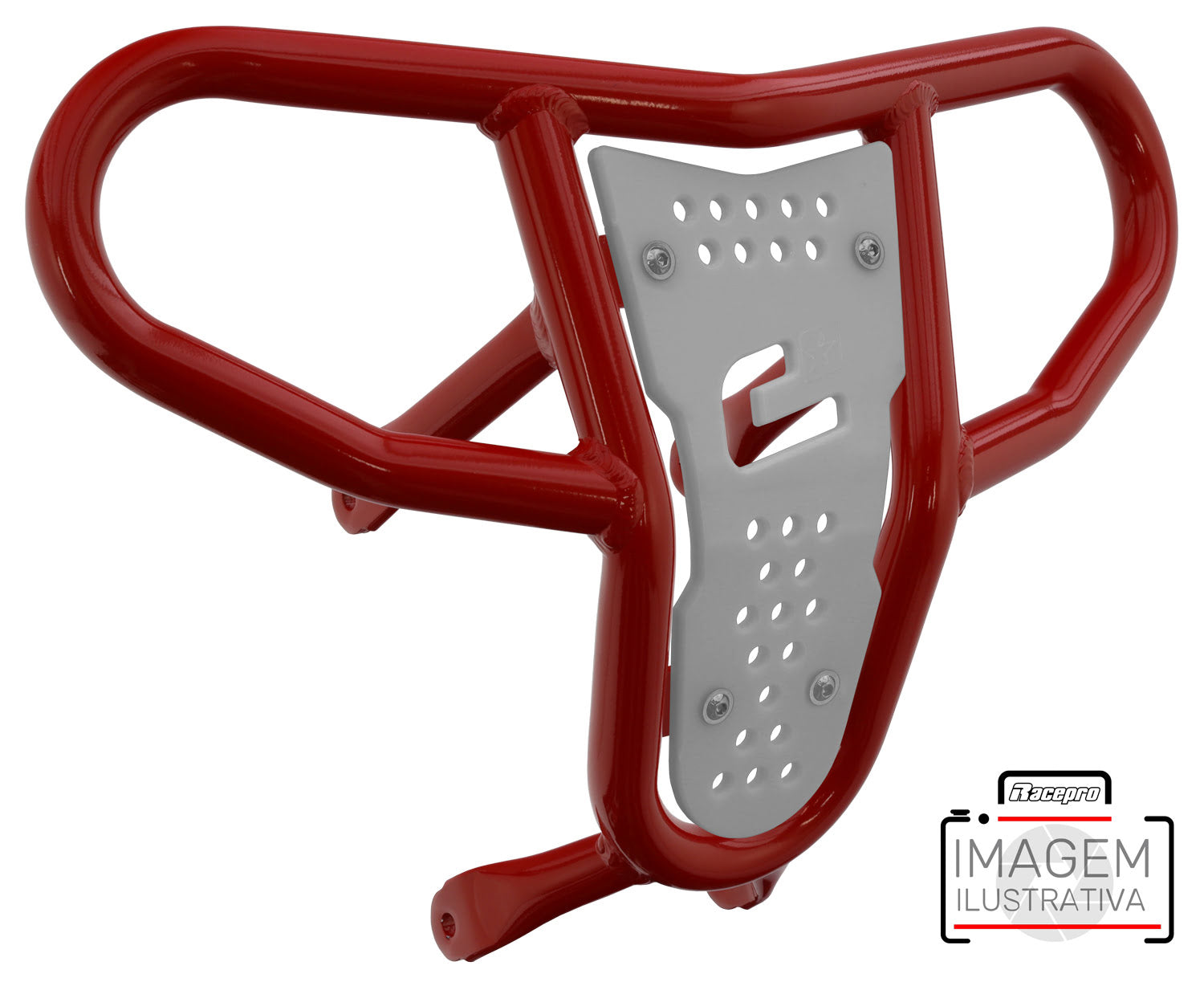 Crosspro - Front Bumper CR04 For Yamaha YFM 660 Raptor-Red Tube / White Plate