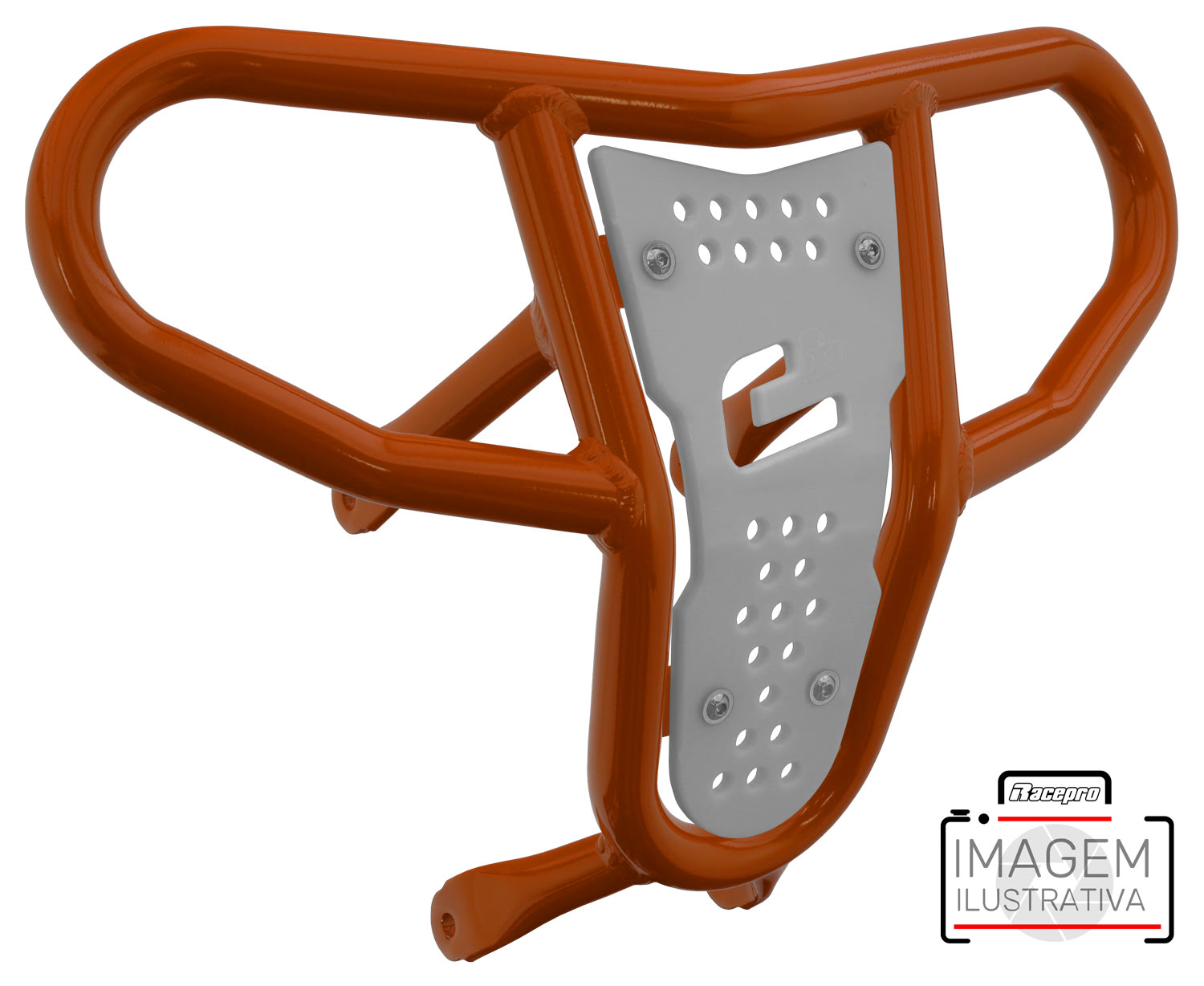 Crosspro - Front Bumper CR04 For Yamaha YFM 700 Raptor-Orange Tube / White Plate