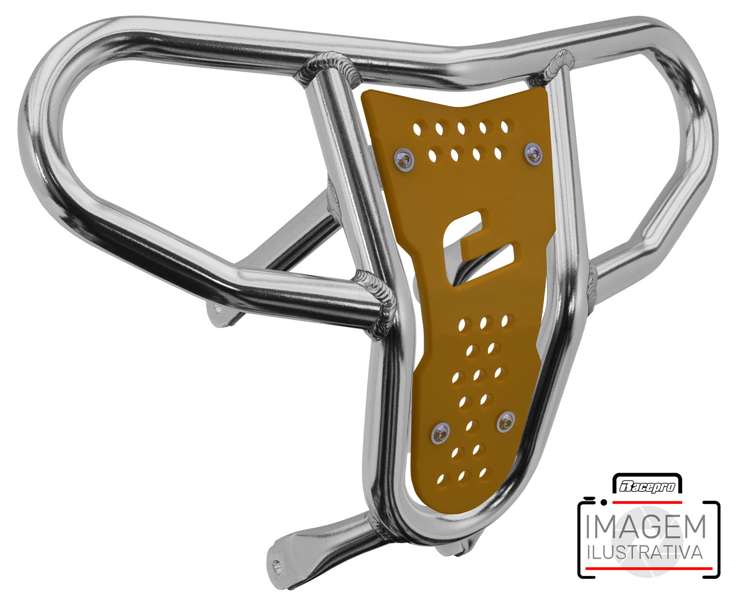 Crosspro - Front Bumper CR04 For Yamaha YFM 700 Raptor-Polish Tubo / Yellow Plate
