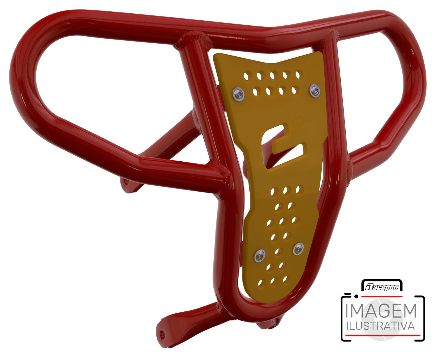 Crosspro - Front Bumper CR04 For Yamaha YFM 700 Raptor-Red Tube / Yellow Plate