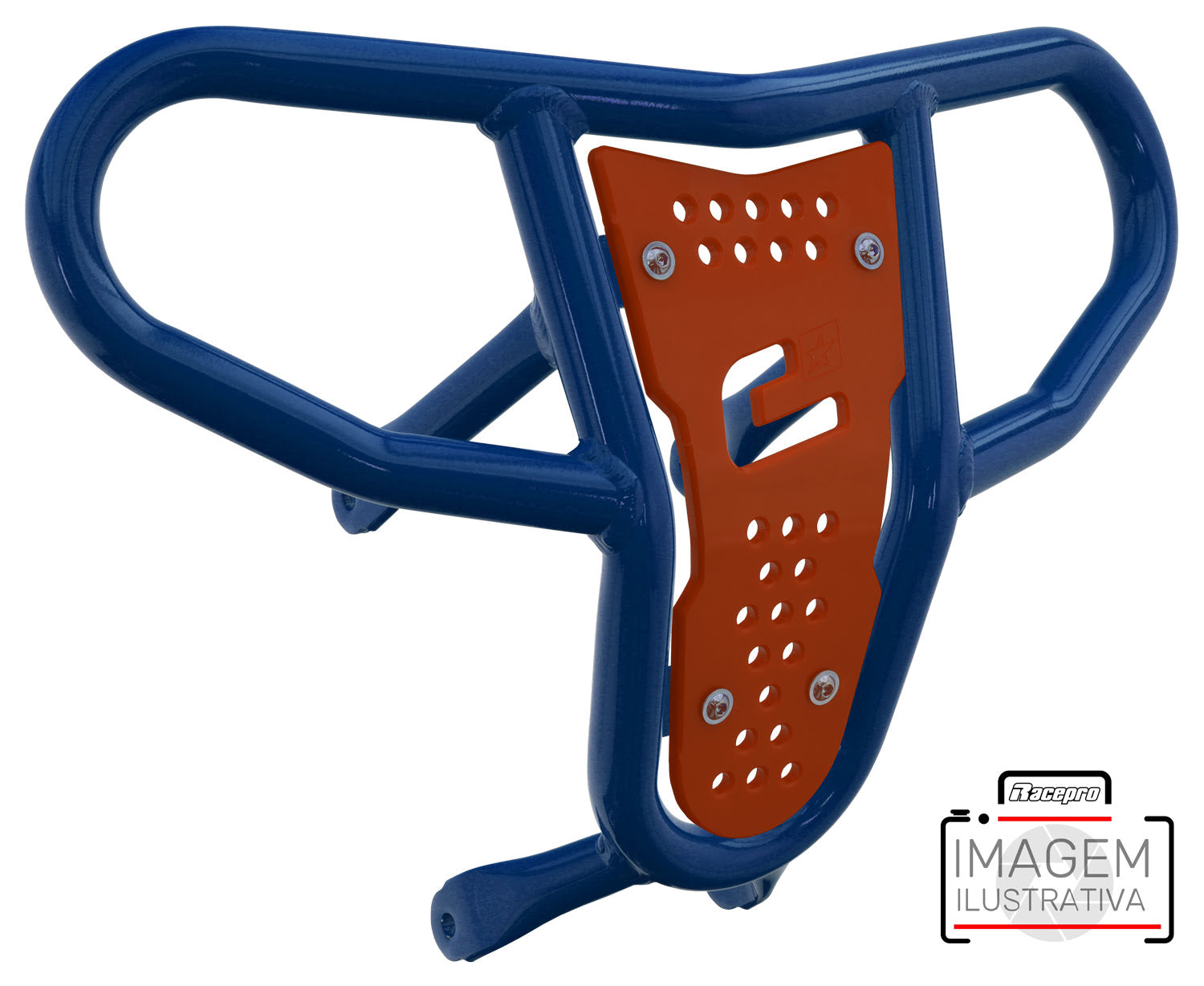 Crosspro - Front Bumper CR04 For Arctic Cat 400 DVX, Honda TRX 400, TRX 450, Honda TRX 400, Kawasaki KFX 400, Suzuki LT-Z 400-Blue Tube / Orange Plate