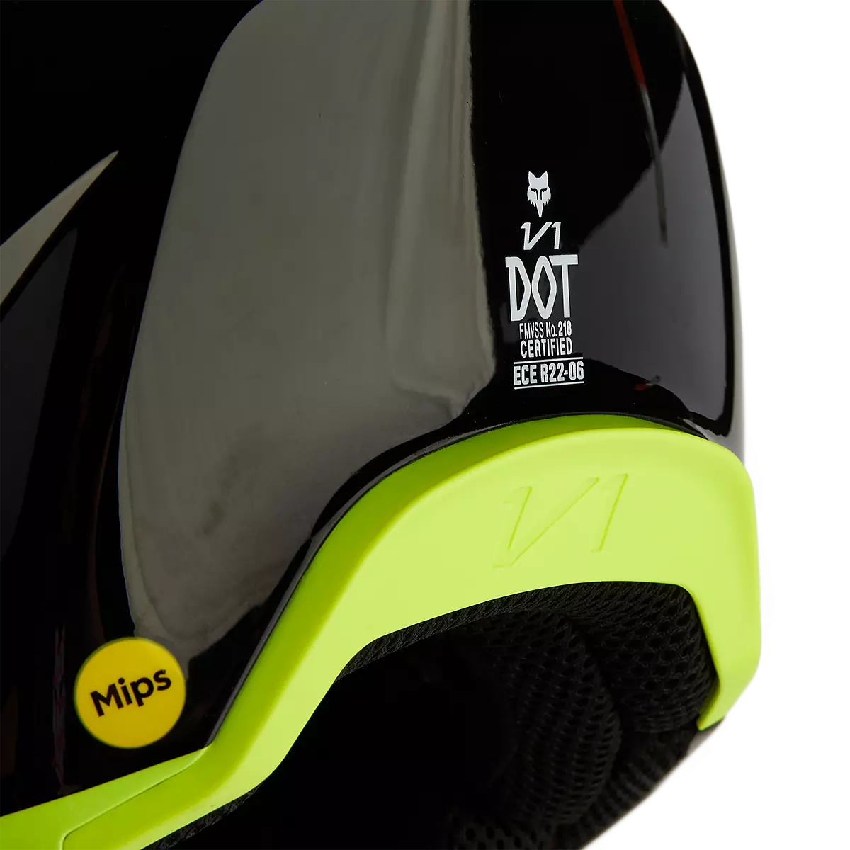 Fox Racing - V1 Streak Helmet-Black/Yellow (31371-019)