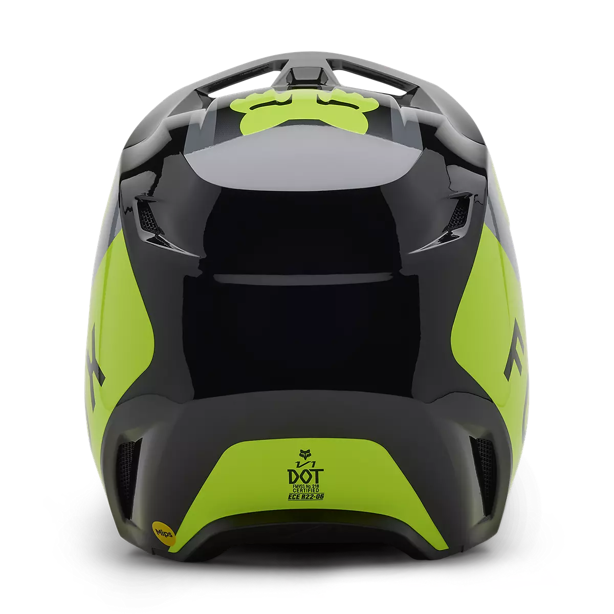 Fox Racing - Youth V1 Lean Helmet-Grey/Yellow (33046-086)