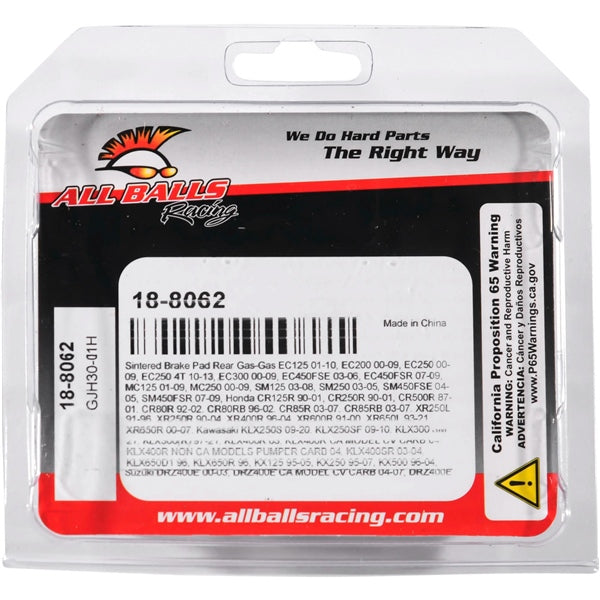 AllBallsRacing-18-8062 BRAKE PAD ALL BALLS 18-8062 714205025750