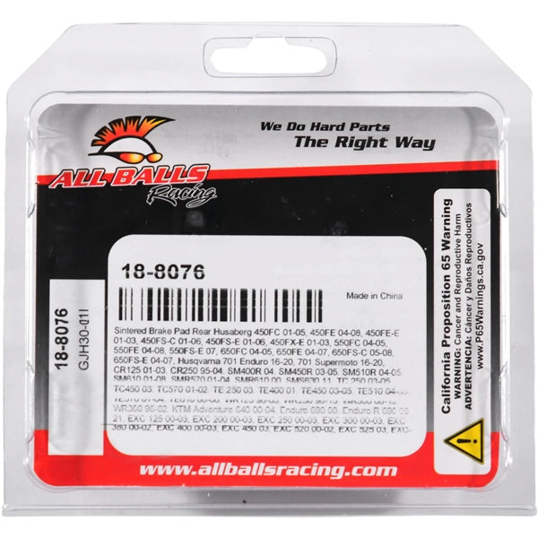 AllBallsRacing-18-8076 BRAKE PAD ALL BALLS 18-8076 714205025859