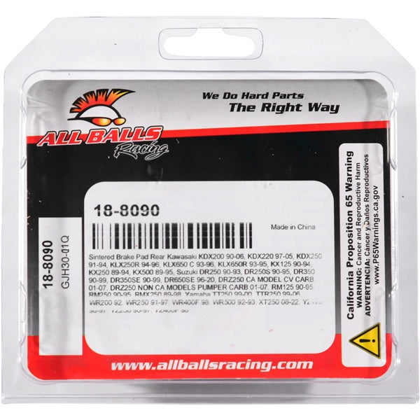 AllBallsRacing-18-8090 BRAKE PAD ALL BALLS 18-8090 714205025910