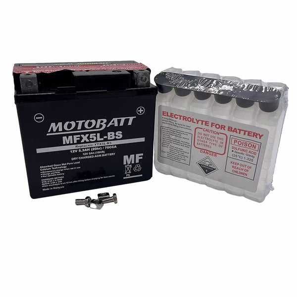 Motobatt-MFX5L-BS BATTERY YTX MF AGM MOTOBATT MFX5L-BS