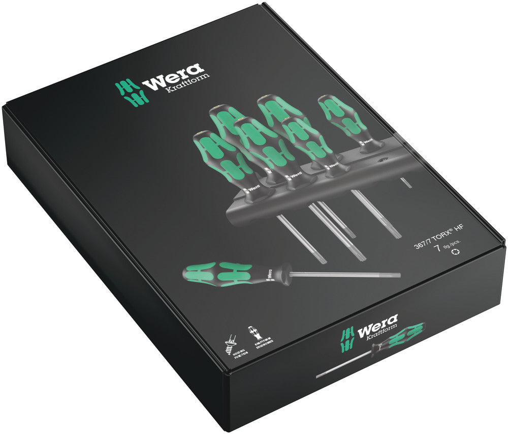 Wera Tools - 367/7 TORX® HF Kraftform Plus Screwdriver set with holding function and rack