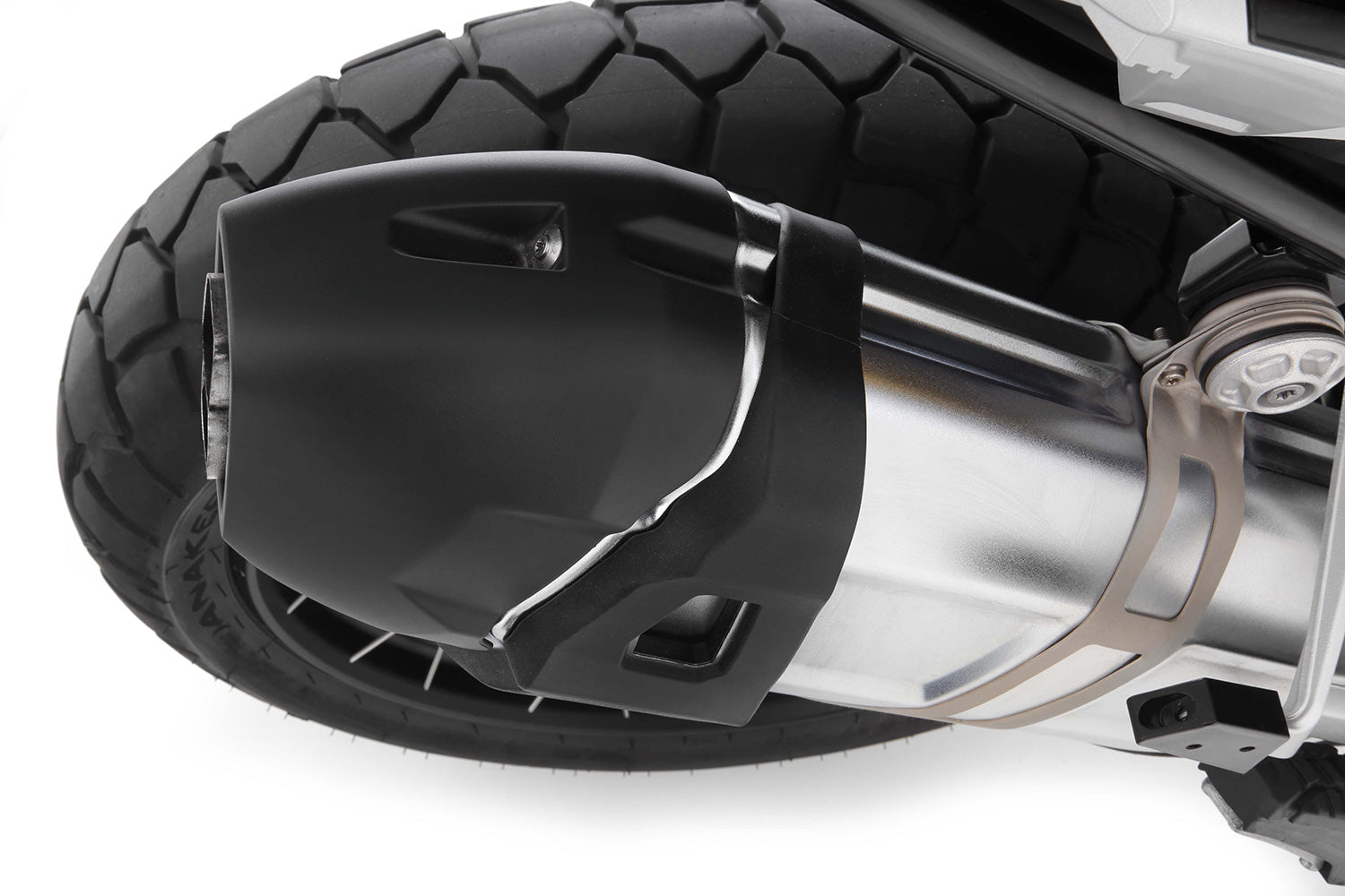 This protector protects the series standard silencer on your GS in the event of falling over or mishaps