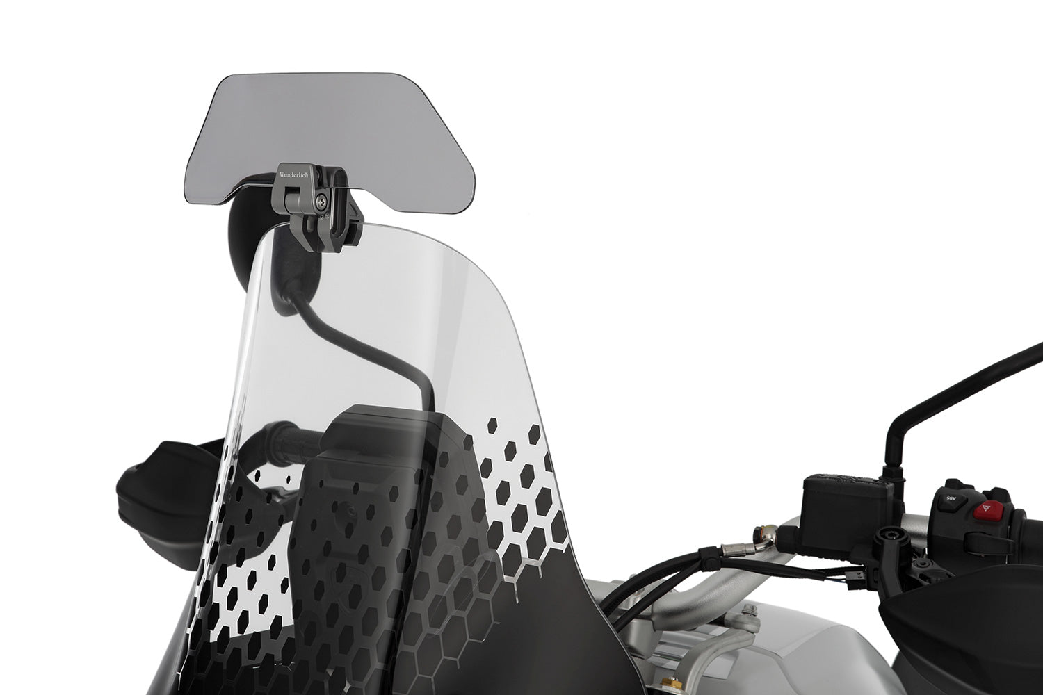 Wunderlich windshield extension Vario-ERGO 3D+ transparent, perfect wind protection thanks to the clever add-on spoiler
