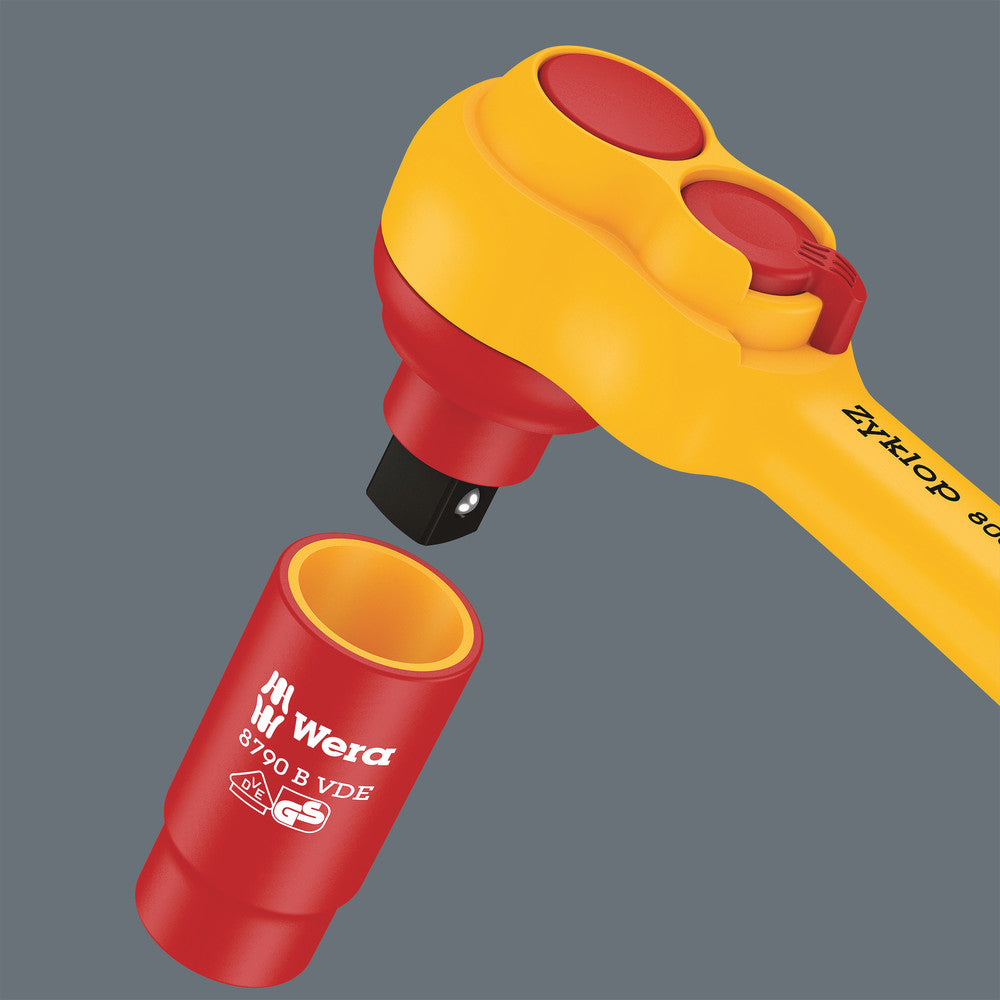 Wera Tools - 8100 SB VDE 1 Zyklop Ratchet set, insulated, switch lever, 3/8" drive, metric