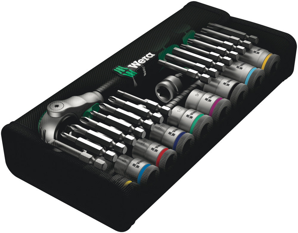 Wera Tools - 8100 SB 9 Zyklop Speed Ratchet Set, 3/8" drive, imperial