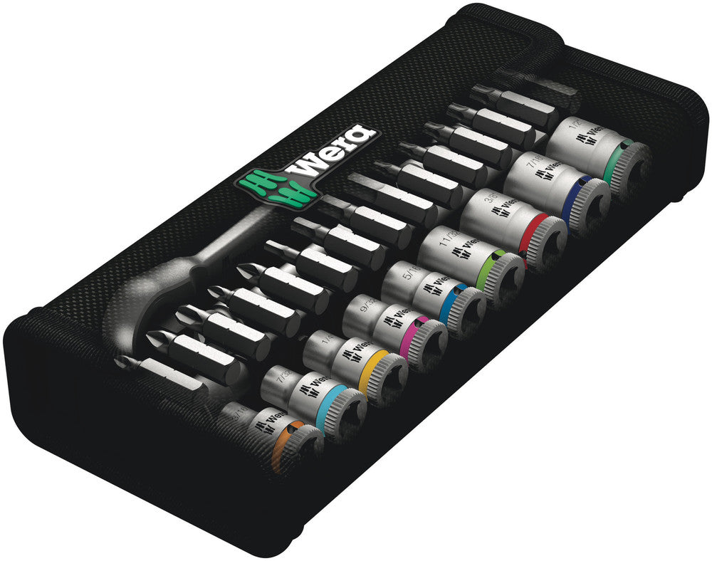 Wera Tools - 8100 SA 11 Zyklop Metal Ratchet Set with switch lever, 1/4" drive, imperial