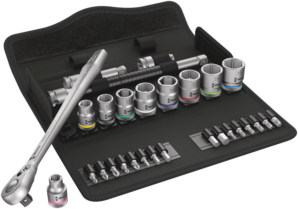 Wera Tools - 8100 SB 8 Zyklop Metal Ratchet Set with switch lever, 3/8" drive, metric