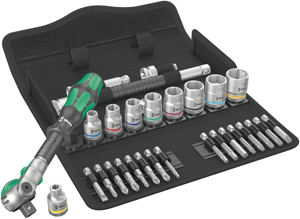 Wera Tools - 8100 SB 9 Zyklop Speed Ratchet Set, 3/8" drive, imperial
