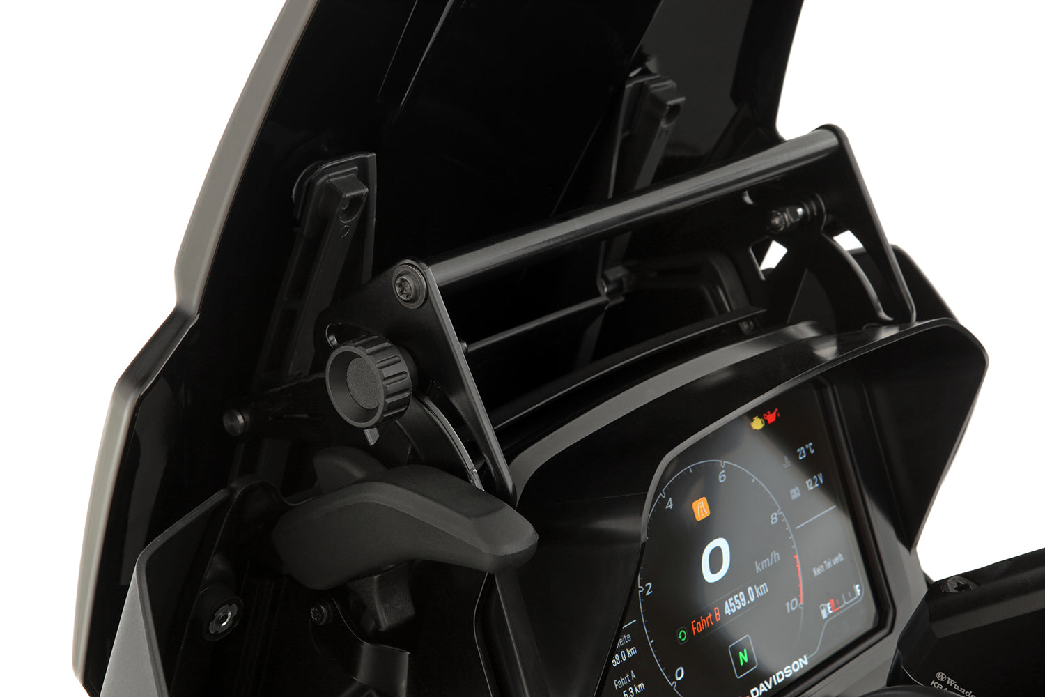 Ergonomic positioning of the smartphone or navigation device - Compatible with almost all common mounting systems