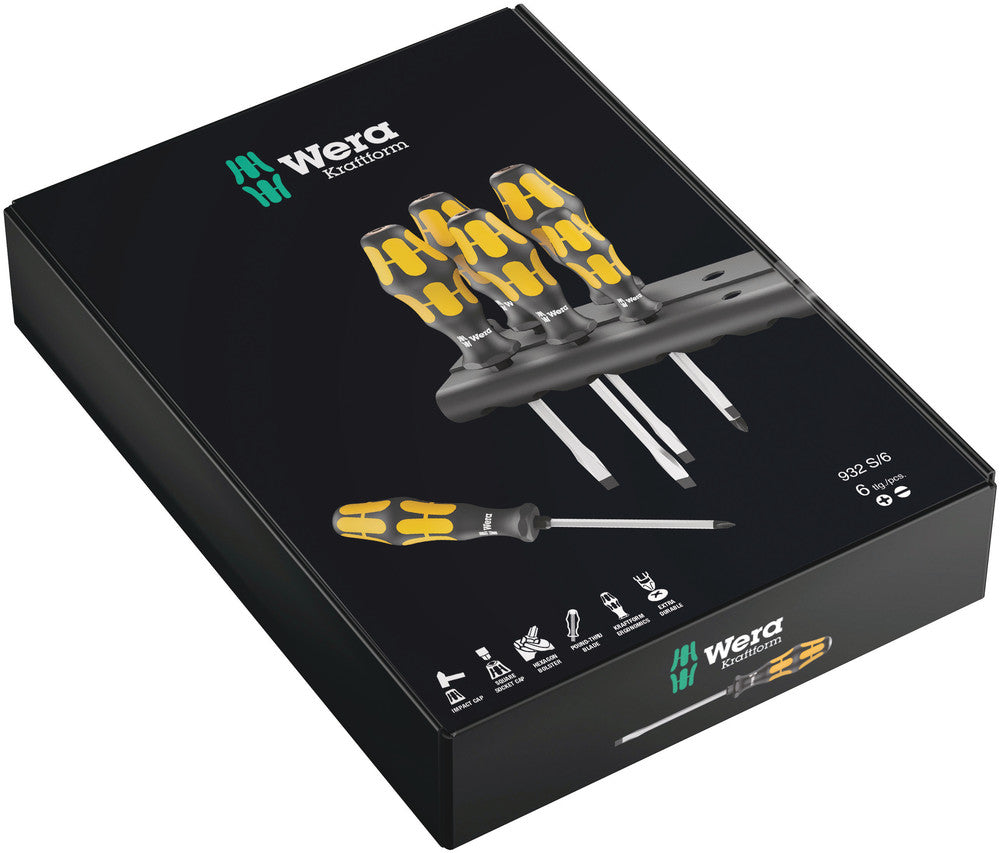 Wera Tools - 932 S/6 Screwdriver set Kraftform Wera: Chiseldriver and rack