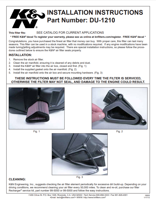 K&N - Air Filter for Multistrada 1200 (2010-2014)